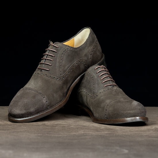 Oxford Full Brogue in Brown Suede